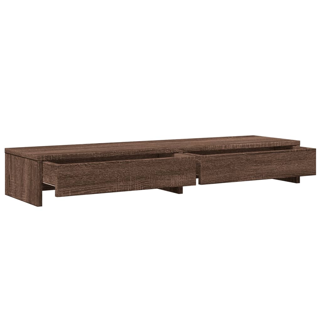 Monitor Stand with Drawers, Oak Effect, 100x27x15 cm
