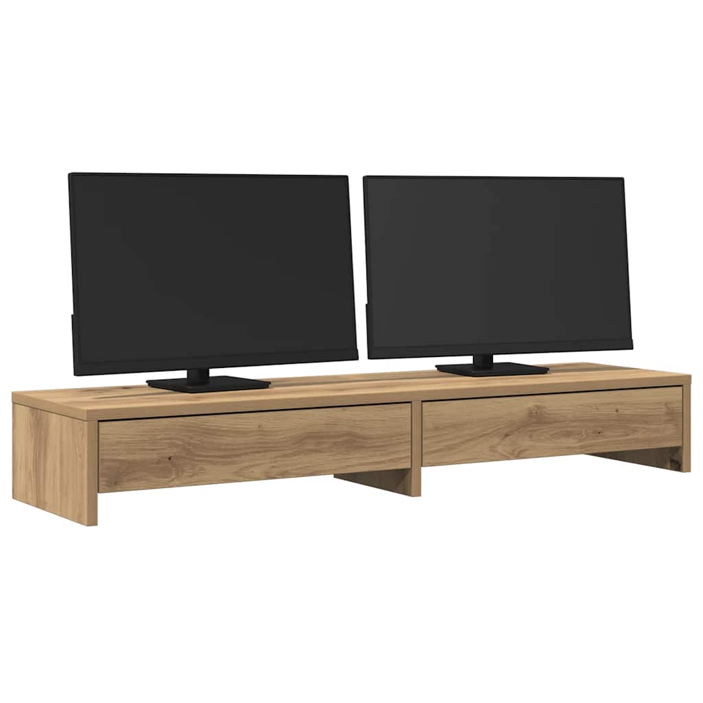 Monitor stand with drawers Artisan oak 100x27x15 cm