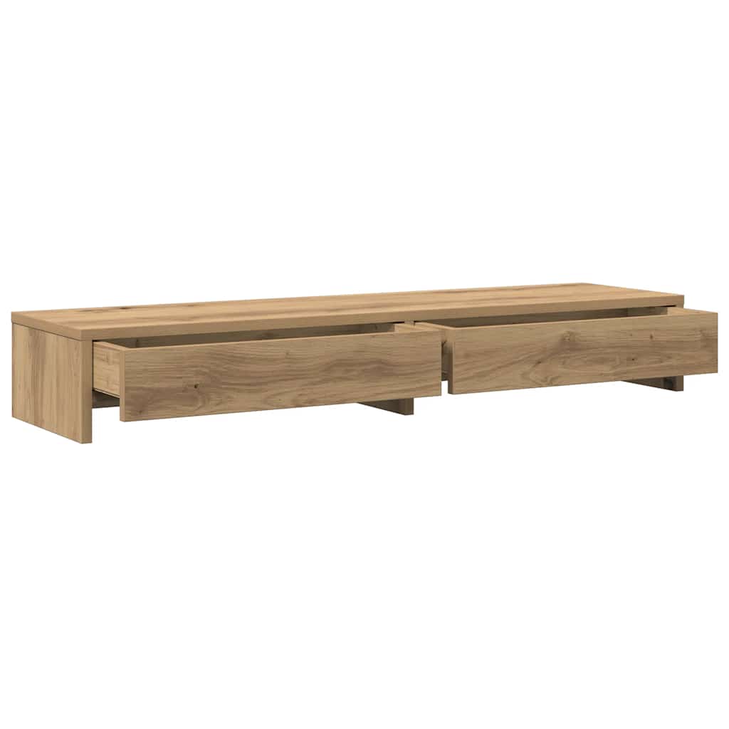 Monitor stand with drawers Artisan oak 100x27x15 cm
