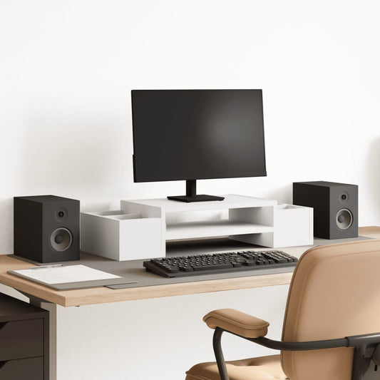 Support-moniteur avec rangement Blanc 70x27x15 cm Bois d'ingénierie
