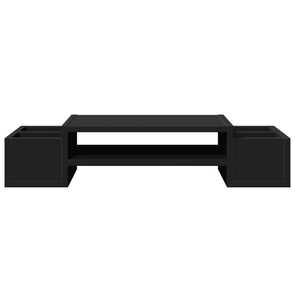 Support d'écran avec rangement noir 70x27x15 cm bois d'ingénierie