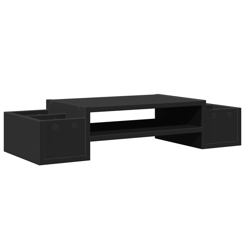 Support d'écran avec rangement noir 70x27x15 cm bois d'ingénierie