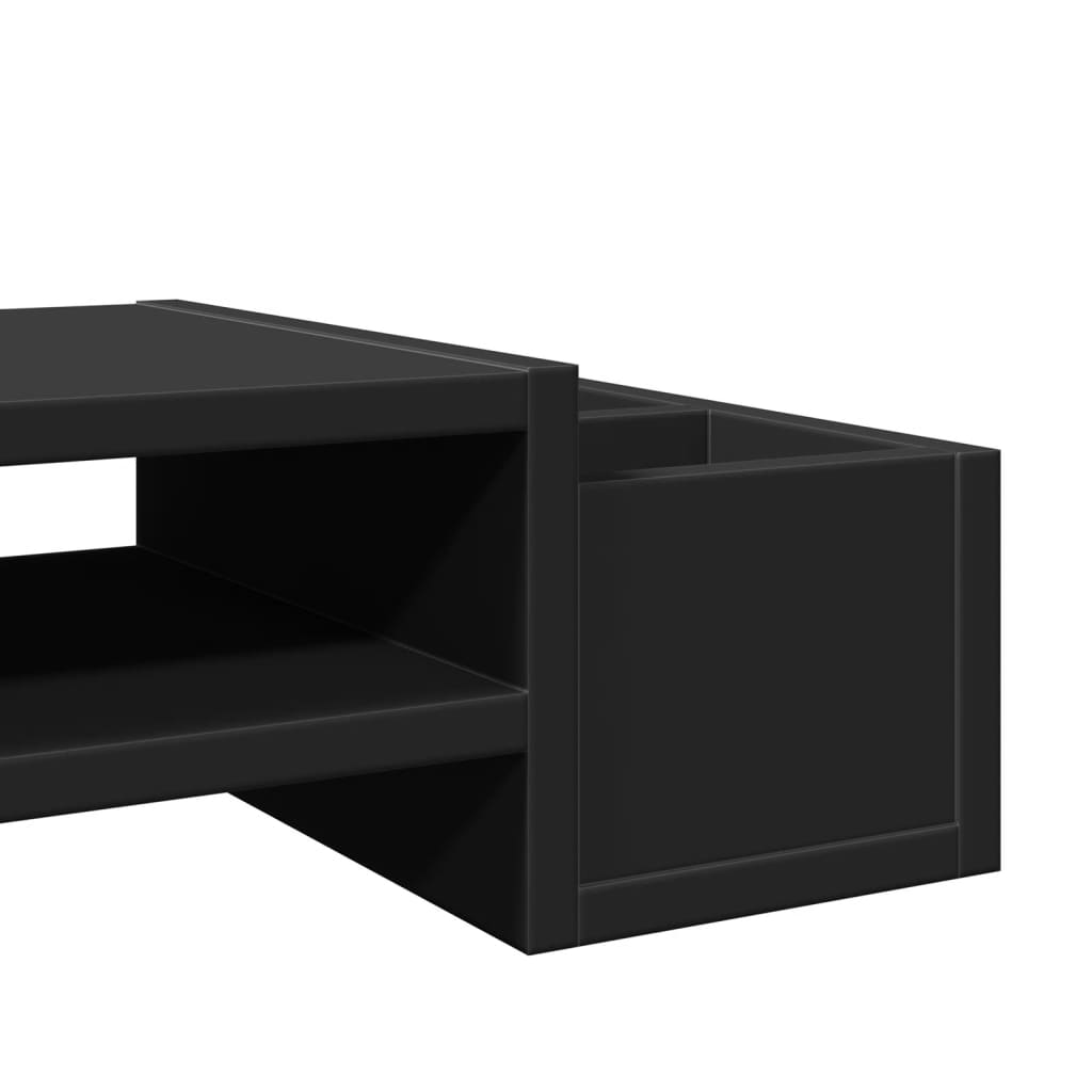 Support d'écran avec rangement noir 70x27x15 cm bois d'ingénierie