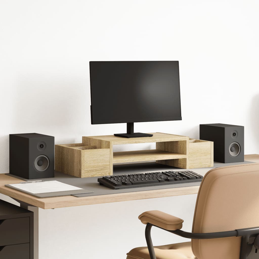 Support d'écran avec rangement chêne Sonoma 70x27x15 bois d'ingénierie