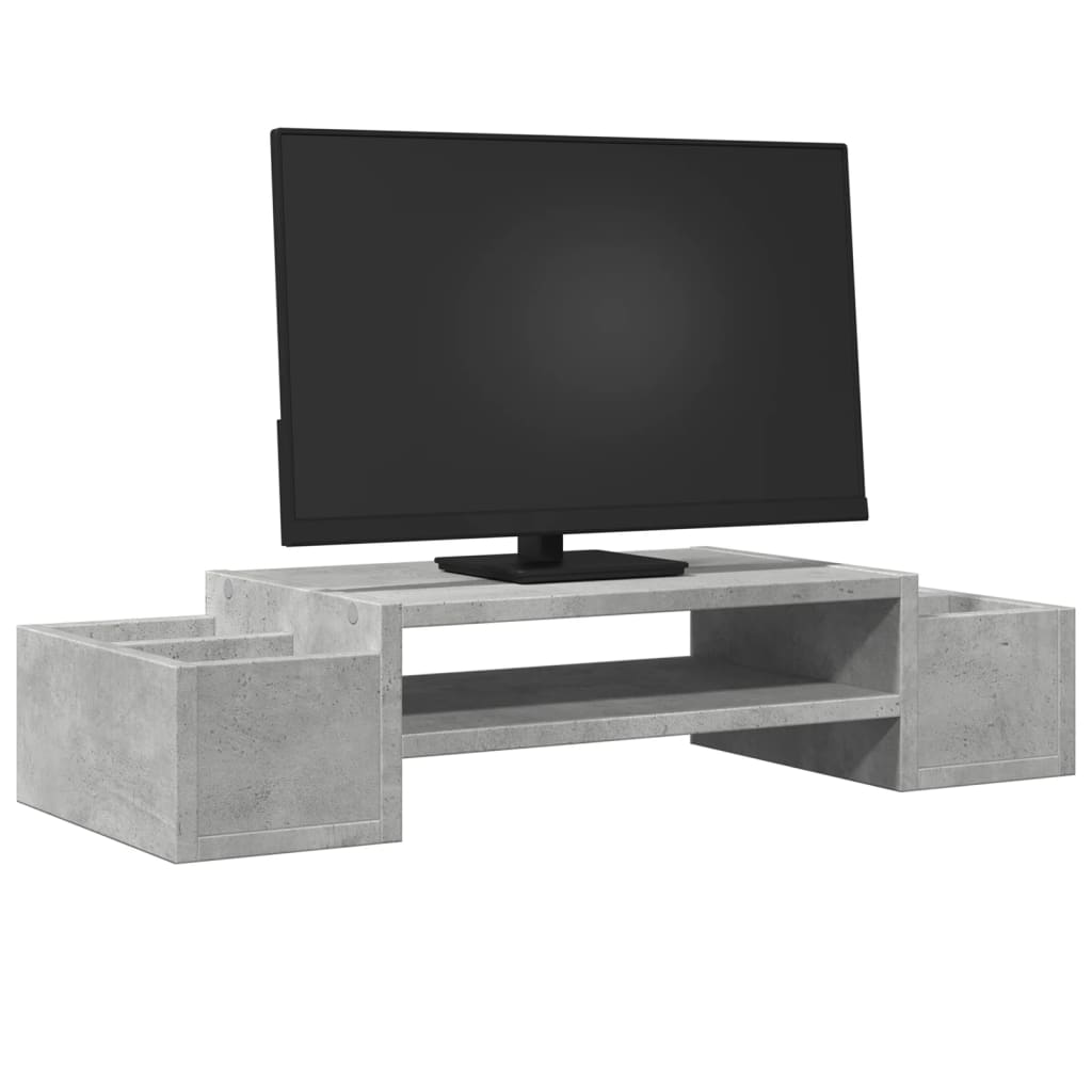 Monitor Stand with Storage Concrete Gray 70x27x15 Engineered Wood