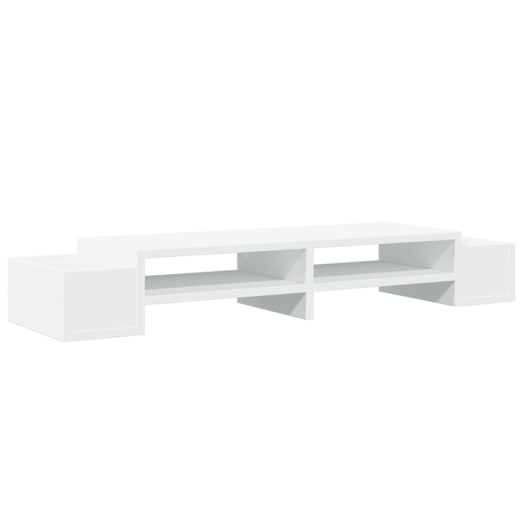 Support d'écran avec rangement blanc 100x27x15 cm Bois d'ingénierie