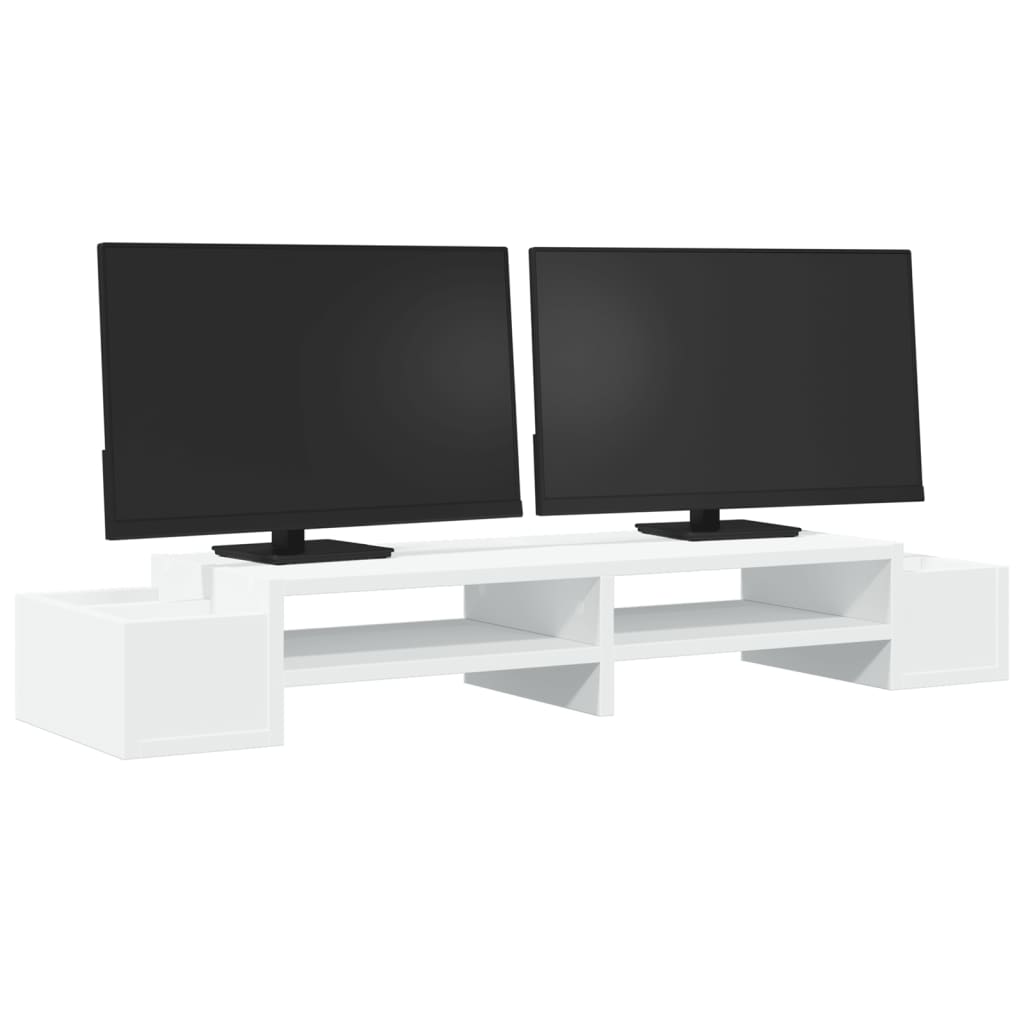 Support d'écran avec rangement blanc 100x27x15 cm Bois d'ingénierie