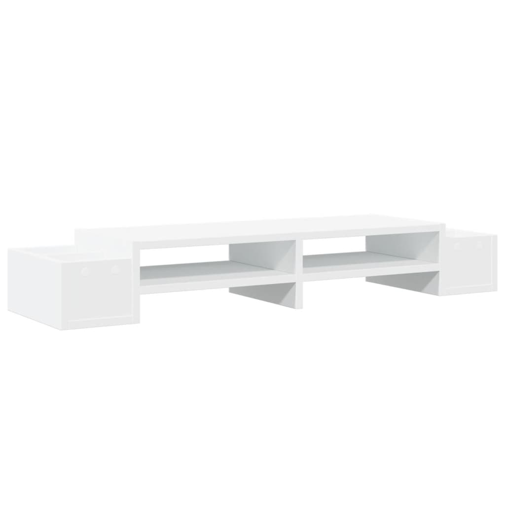 Support d'écran avec rangement blanc 100x27x15 cm Bois d'ingénierie