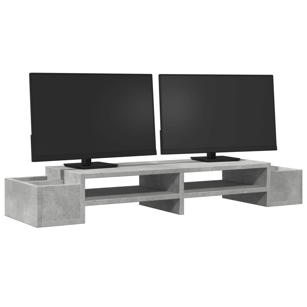 Monitor Stand with Storage Concrete Gray 100x27x15 cm Engineered Wood