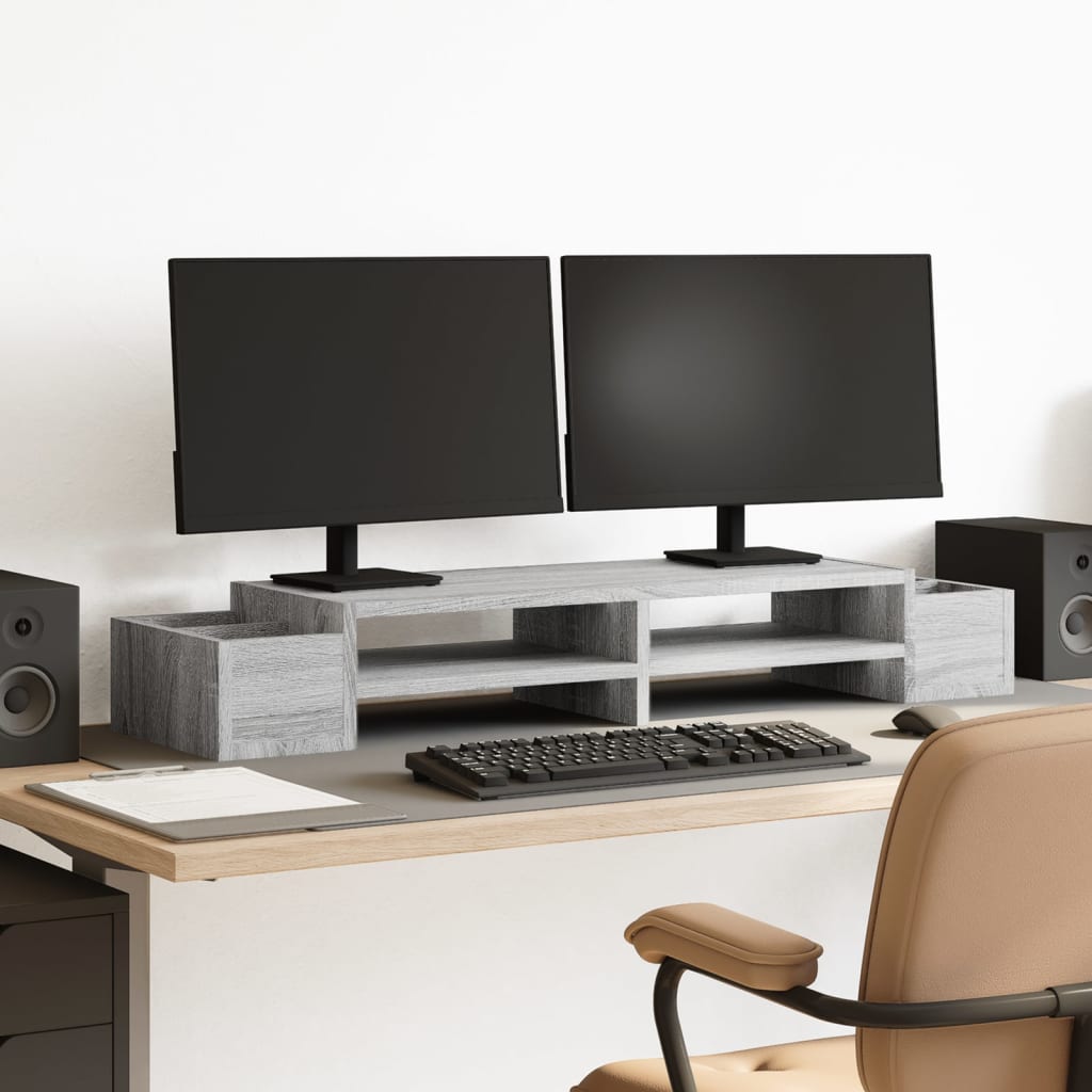 Monitor Stand with Storage Grey Sonoma 100x27x15 cm