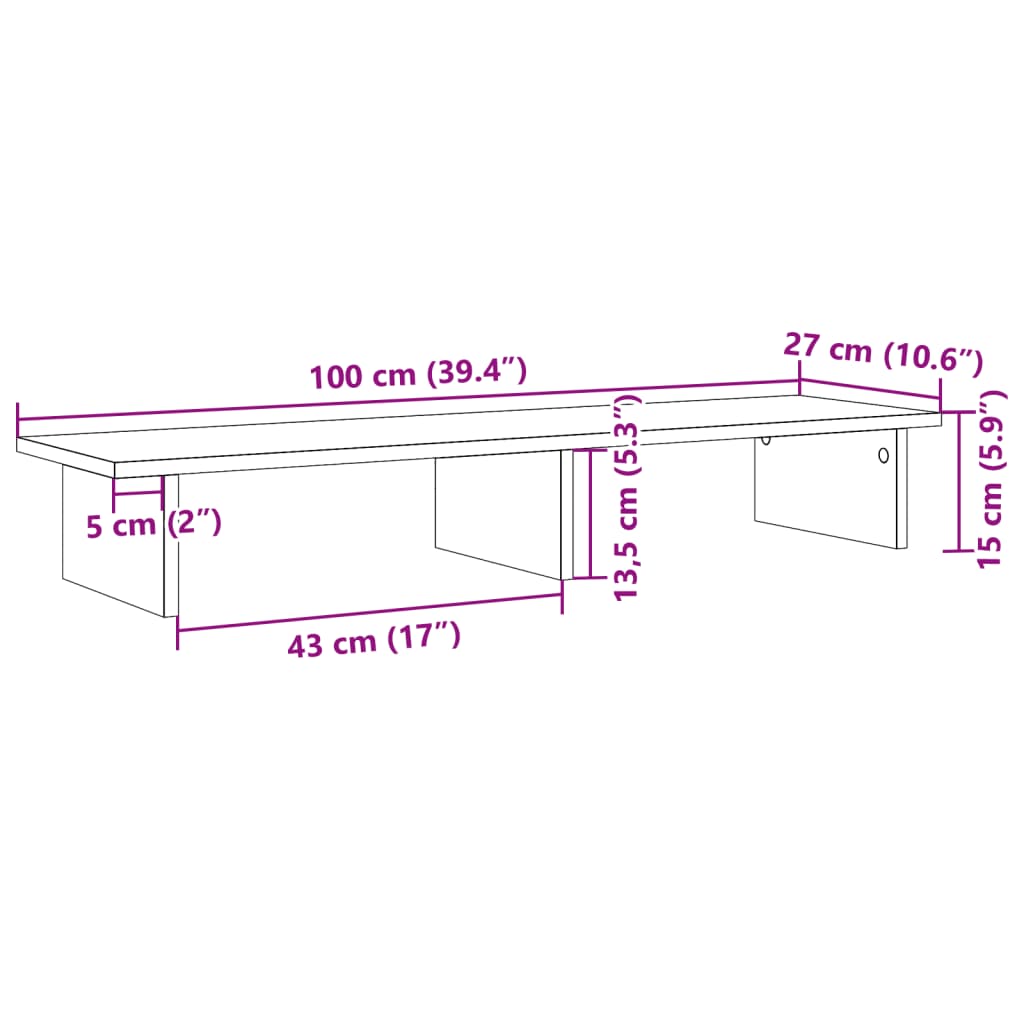 Monitor Stand Reclaimed Wood Look 100x27x15 cm Engineered Wood
