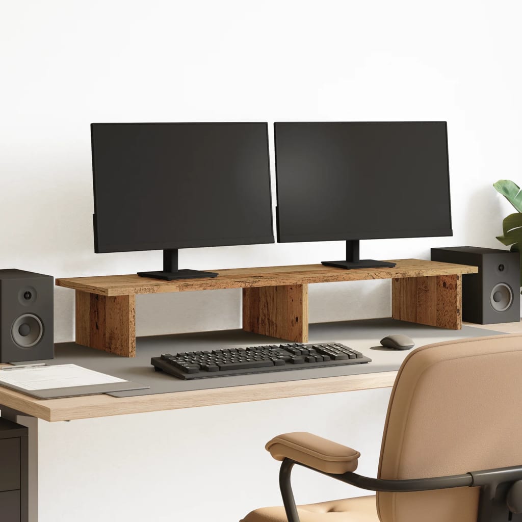 Monitor Stand Reclaimed Wood Look 100x27x15 cm Engineered Wood