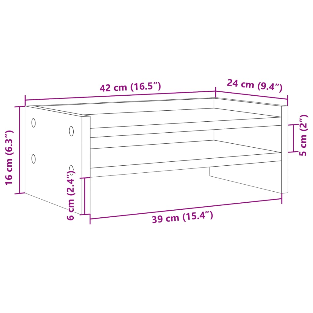 Monitor Stand Reclaimed Wood Look 42x24x16 cm Engineered Wood