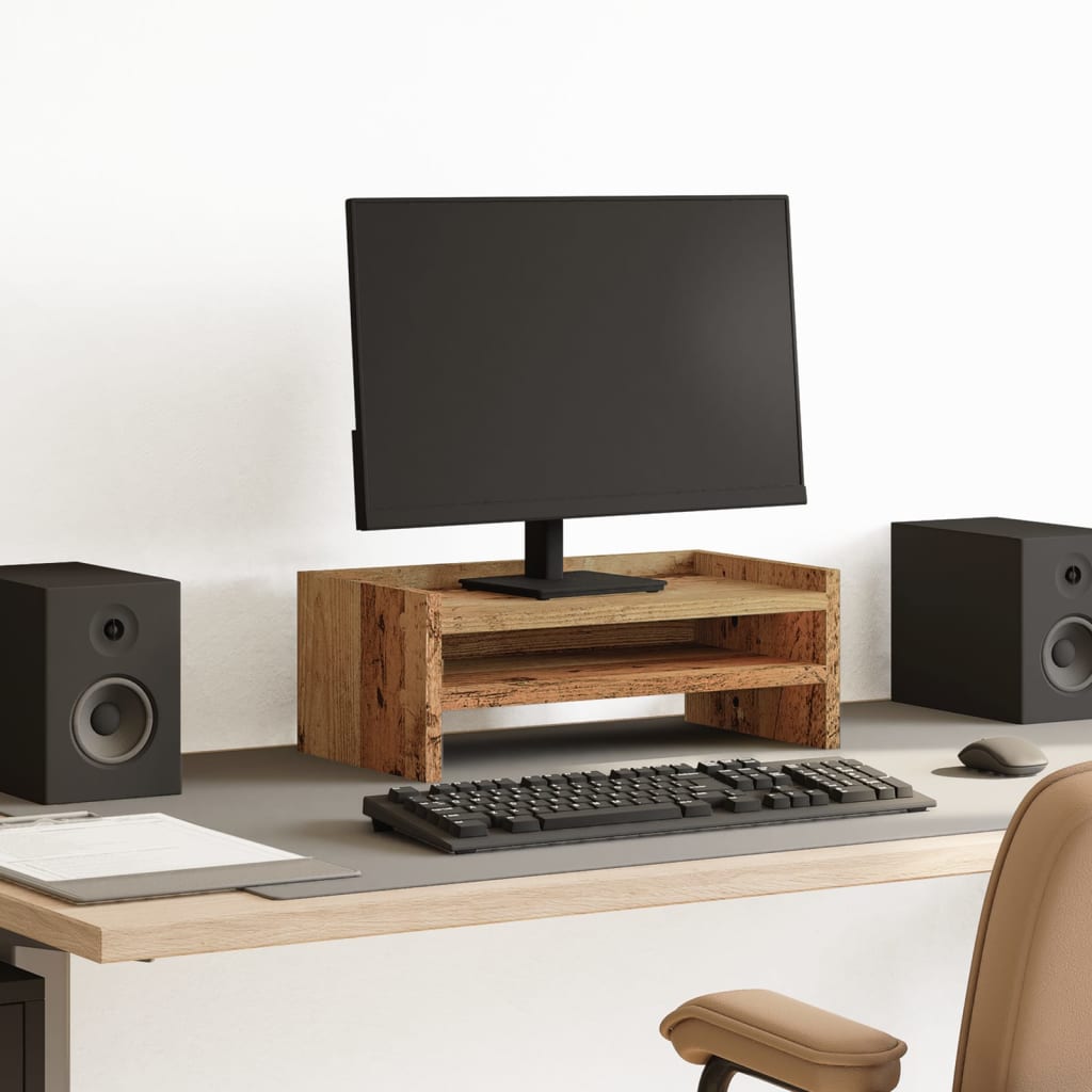 Monitor Stand Reclaimed Wood Look 42x24x16 cm Engineered Wood