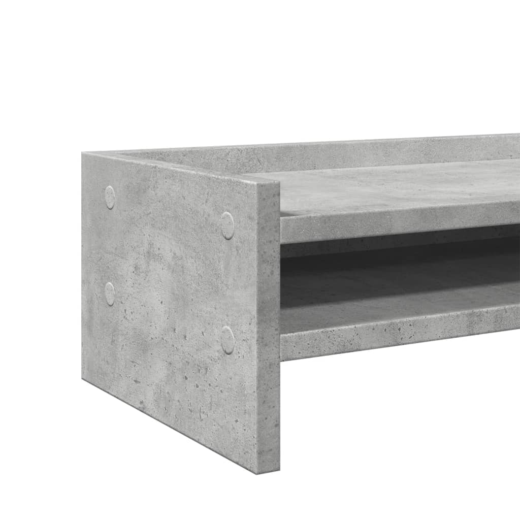 Support d'écran gris béton 100x24x16 cm Panneau de particules