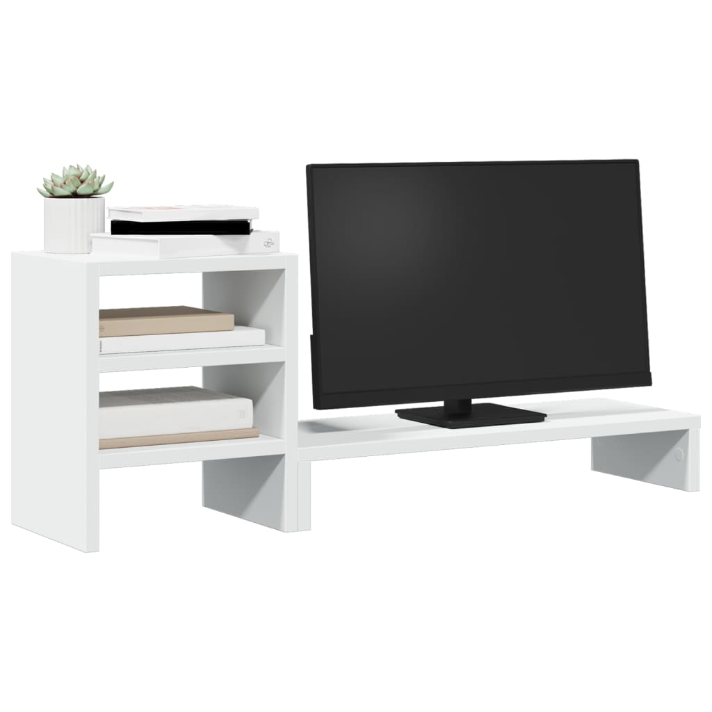 Monitor Stand with Desk Organizer White Engineered Wood