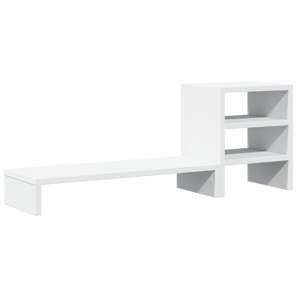 Monitor Stand with Desk Organizer White Engineered Wood