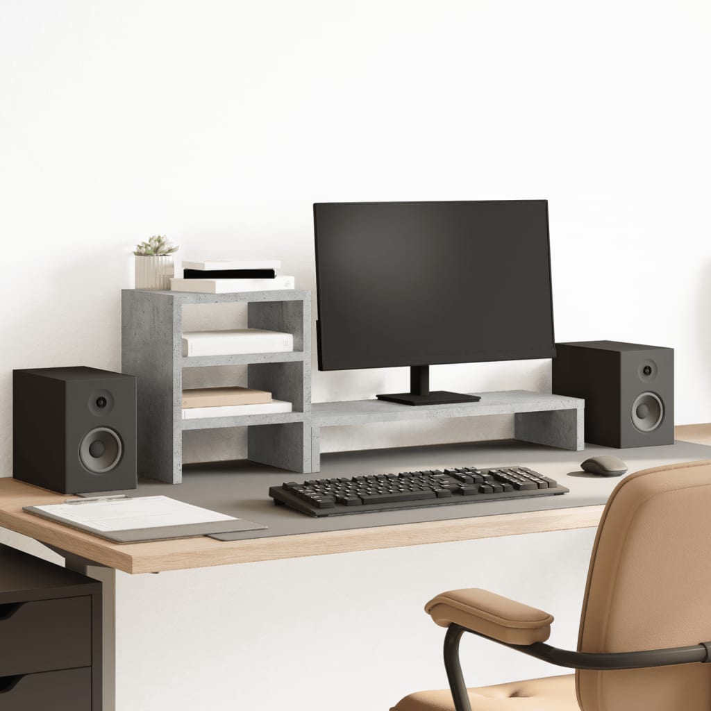 Support de moniteur avec organiseur de bureau Gris béton