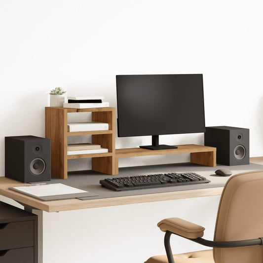 Support d'écran avec organiseur de bureau Chêne Artisan