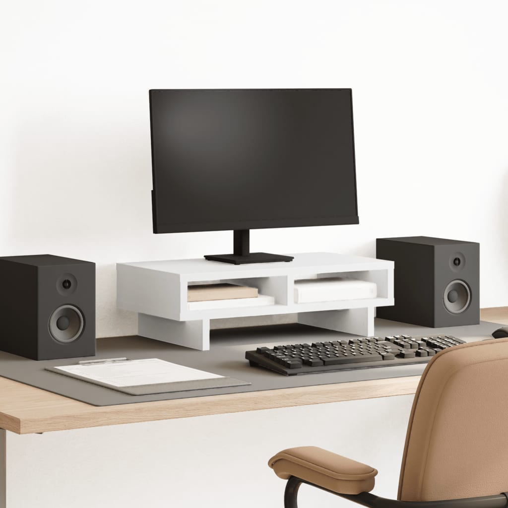 Support de moniteur blanc 50x27x15 cm en bois d'ingénierie