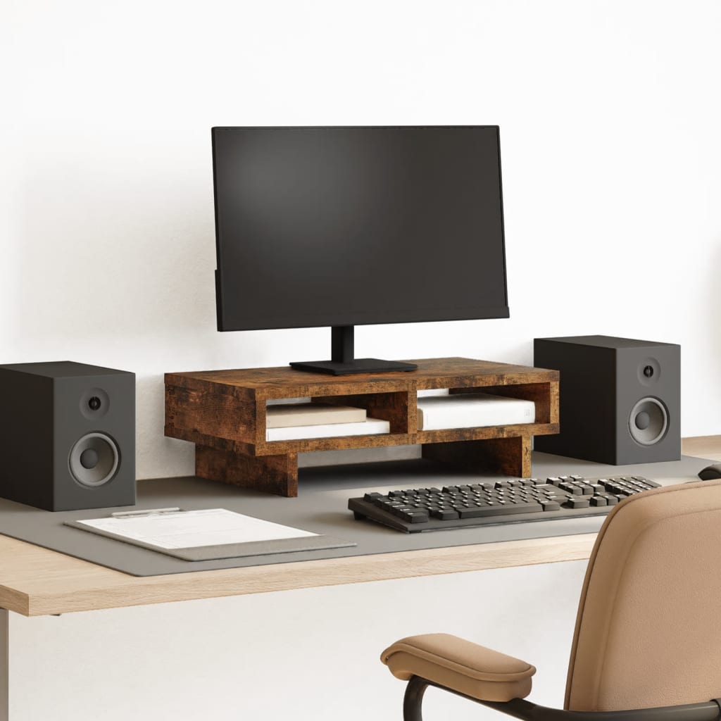 Monitor Stand Smoked Oak 50x27x15 cm Wood-based material
