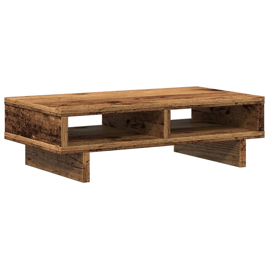 Support d'écran aspect bois ancien 50x27x15 cm panneau de particules