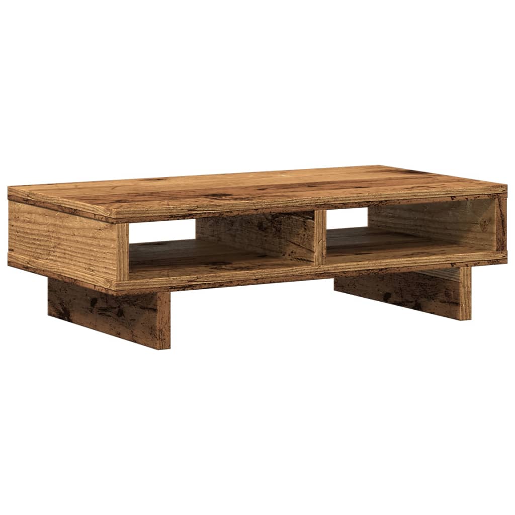 Support d'écran aspect bois ancien 50x27x15 cm panneau de particules