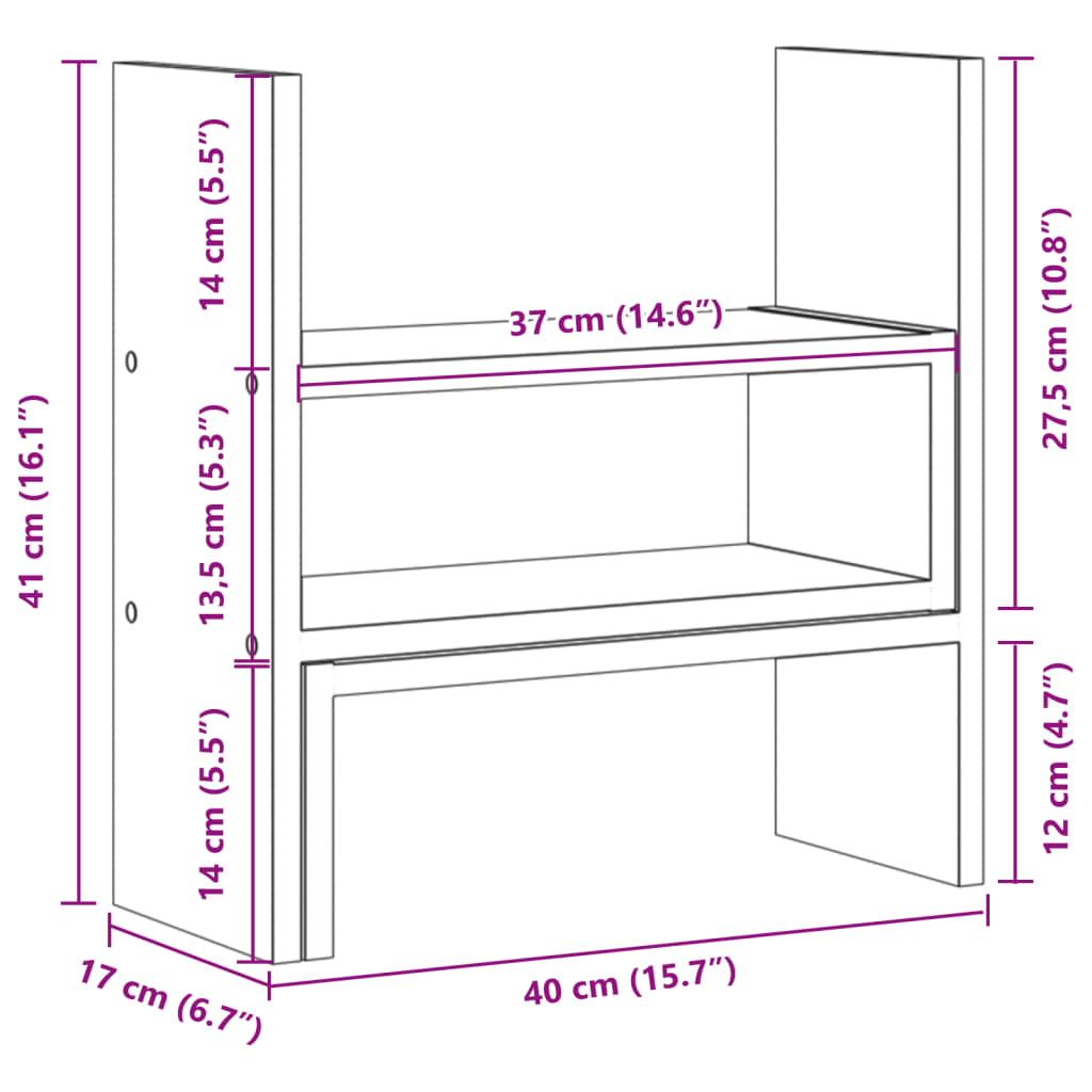 Organiseur de bureau réglable Chêne Sonoma 40x17x41 cm
