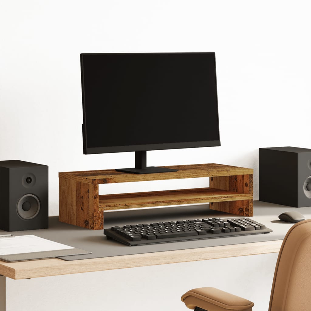 Monitor Stand Reclaimed Wood Look 54x22x15 cm Wood-based Material