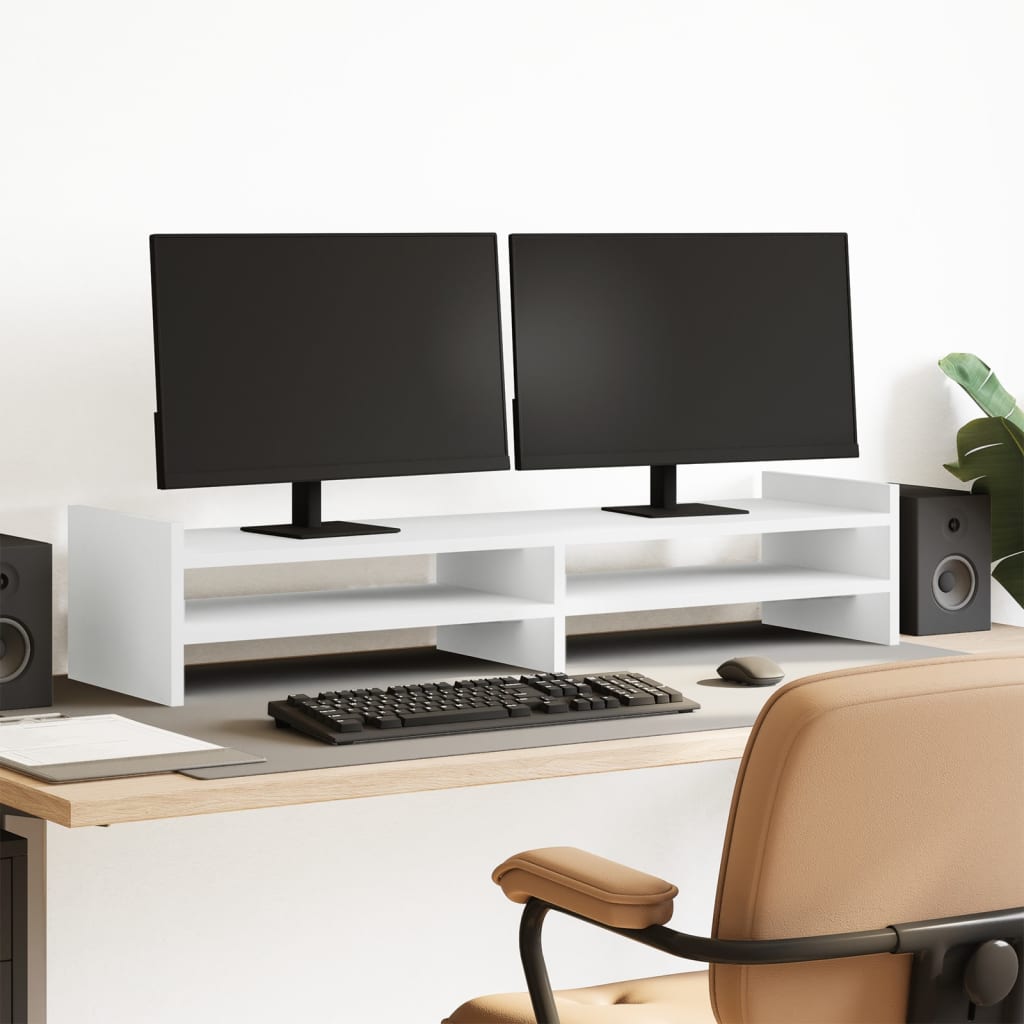 Pied pour moniteur blanc 100x27x20 cm en bois d'ingénierie