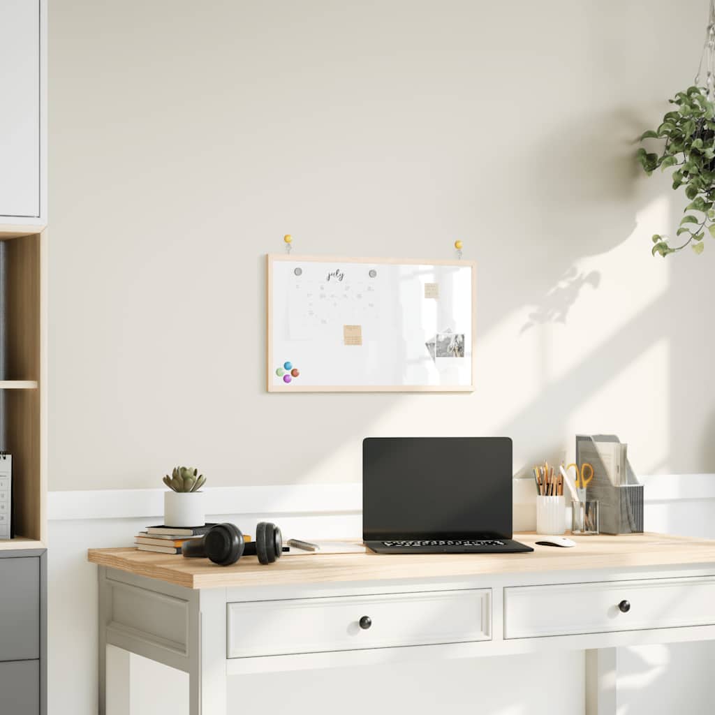Tableau blanc magnétique avec cadre en pin massif 60 x 40 cm