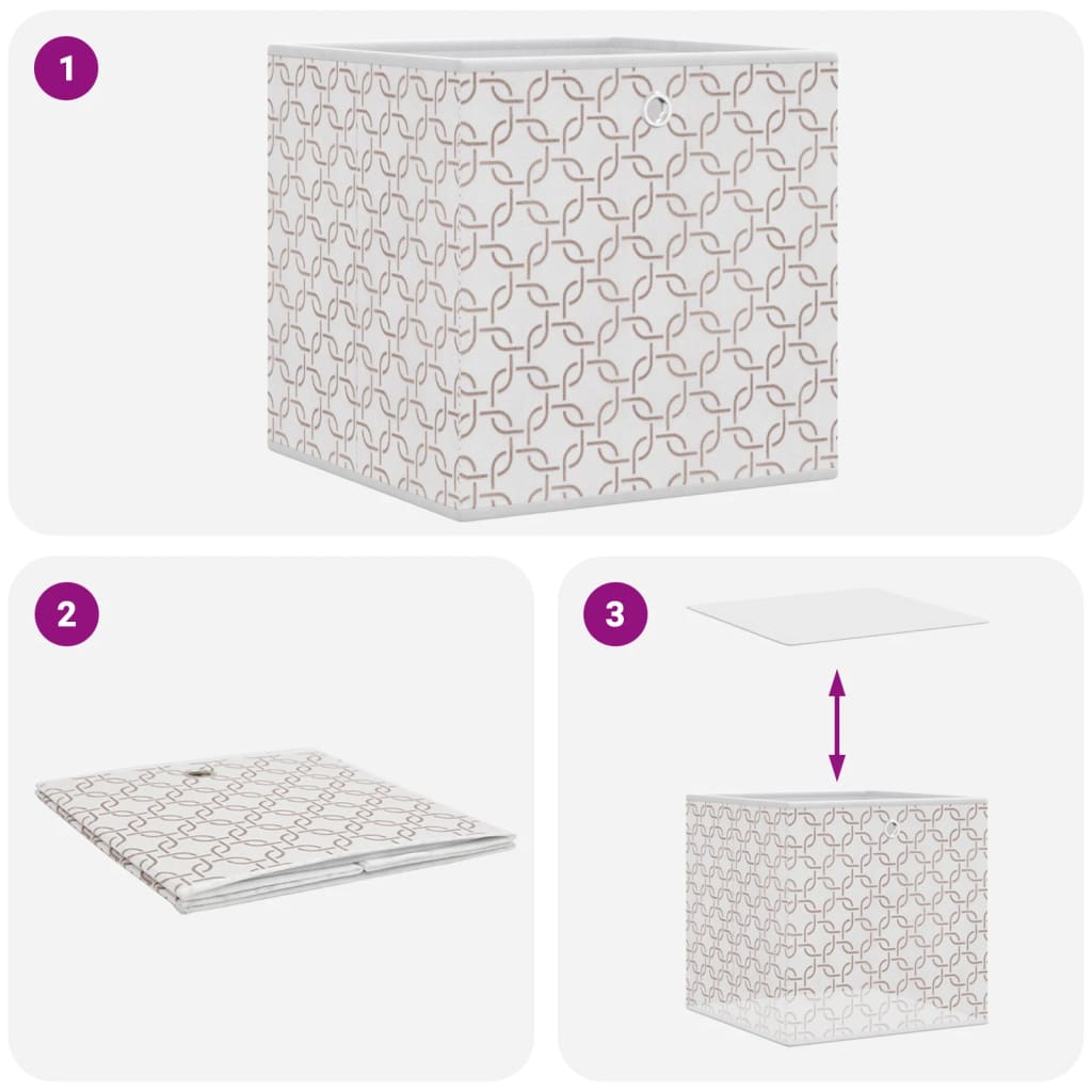 Boîtes de rangement pliables 4 pcs crème 32x32x32 cm intissé