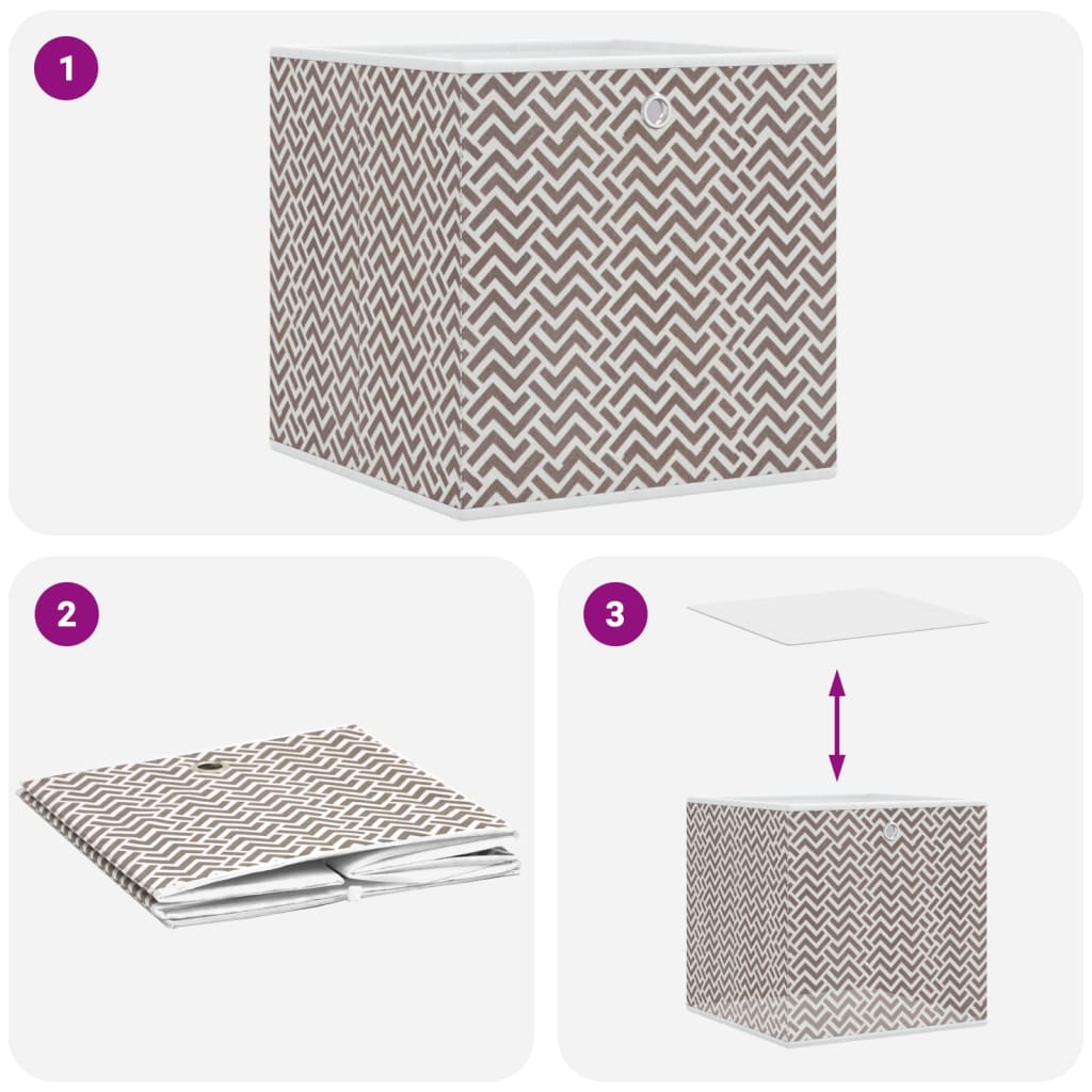 Collapsible Boxes, 4 Pcs, Brown, 32x32x32 cm, Non-woven