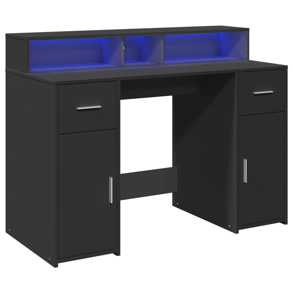 LED Desk Black 120x55x91 cm Engineered Wood