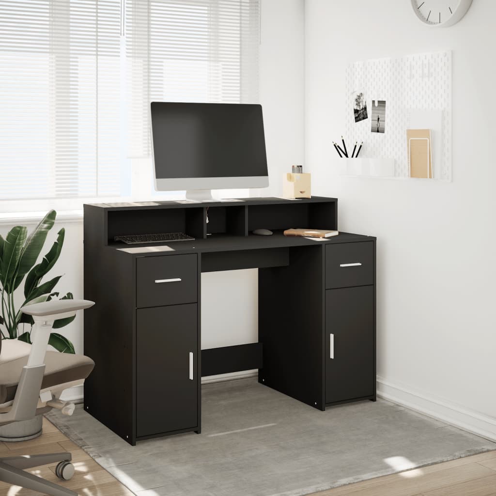 LED Desk Black 120x55x91 cm Engineered Wood