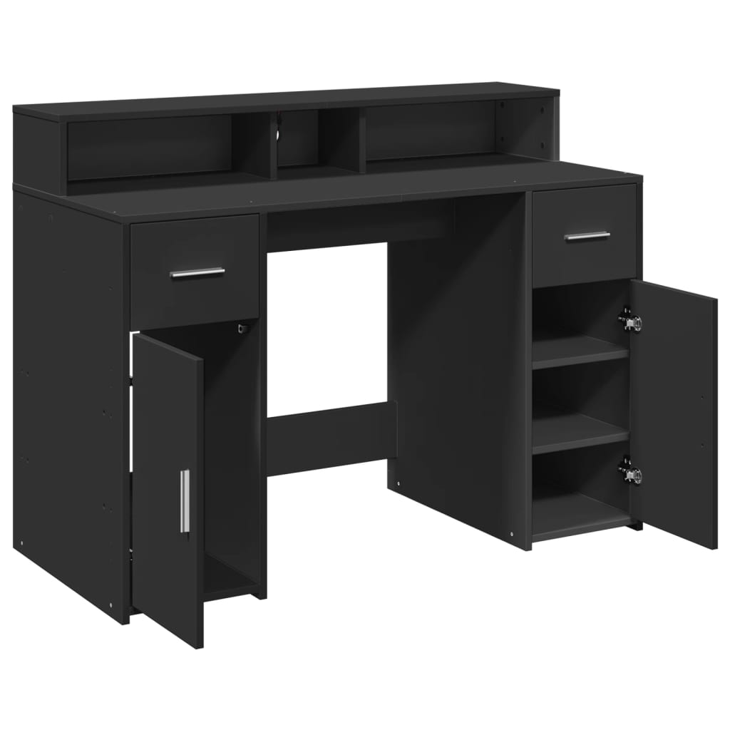 LED Desk Black 120x55x91 cm Engineered Wood
