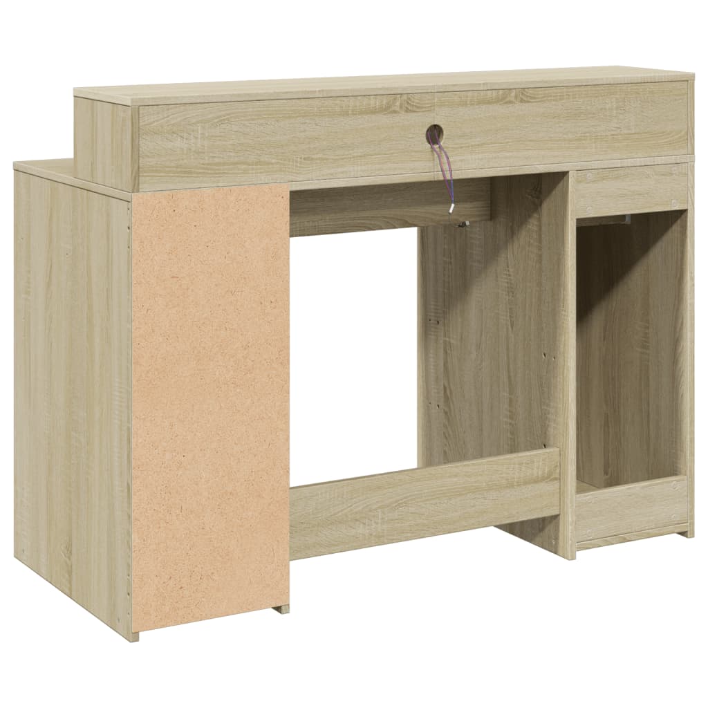 LED Desk Sonoma Oak 120x55x91 cm Engineered Wood