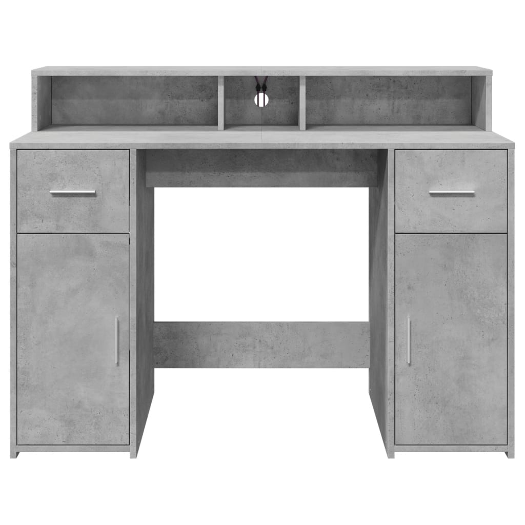 LED Desk Concrete Grey 120x55x91 cm Engineered Wood