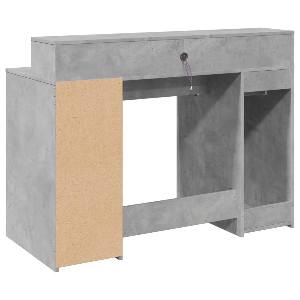 LED Desk Concrete Grey 120x55x91 cm Engineered Wood