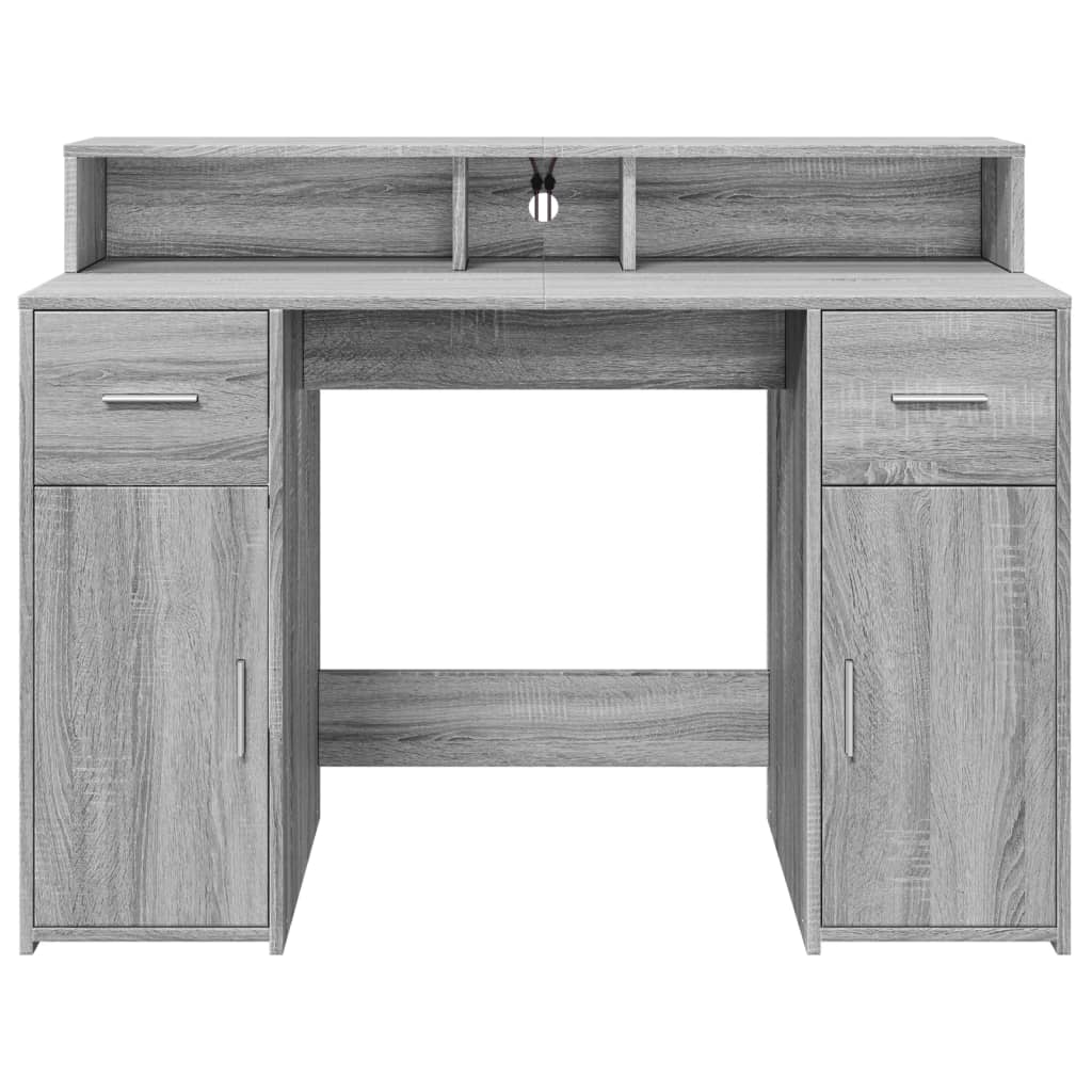 LED Desk Grey Sonoma 120x55x91 cm Engineered Wood