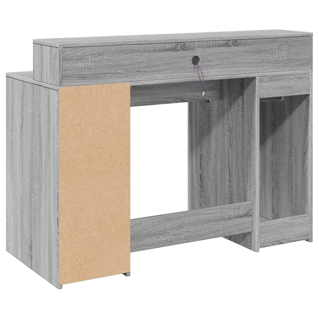 LED Desk Grey Sonoma 120x55x91 cm Engineered Wood