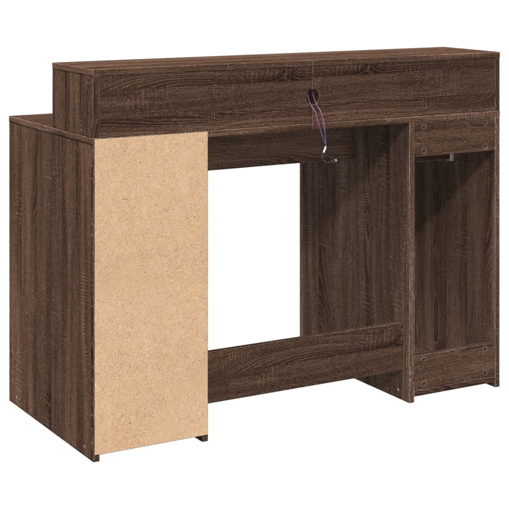 Bureau LED aspect chêne brun 120x55x91 bois reconstitué