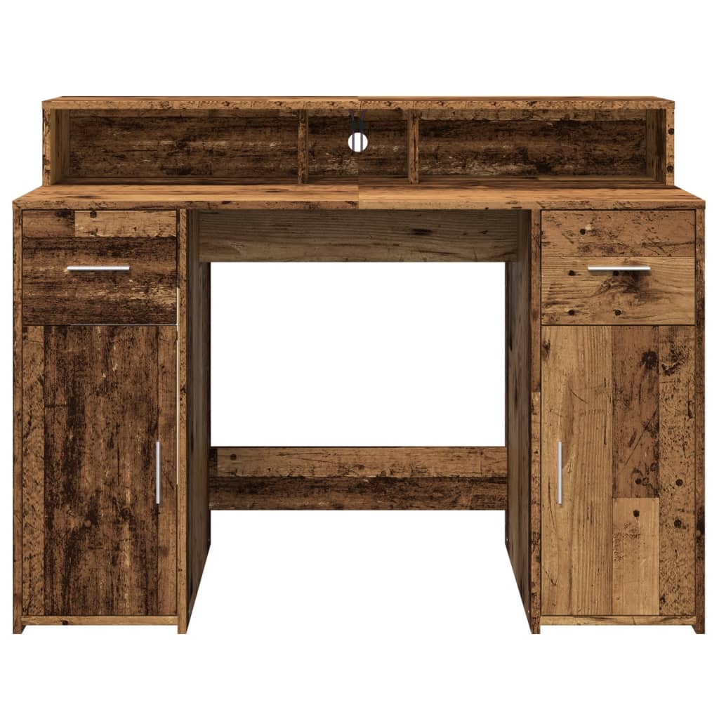 LED desk reclaimed wood look 120x55x91 cm engineered wood