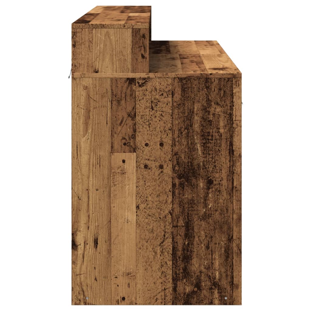LED desk reclaimed wood look 120x55x91 cm engineered wood
