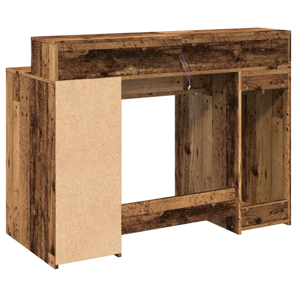 LED desk reclaimed wood look 120x55x91 cm engineered wood