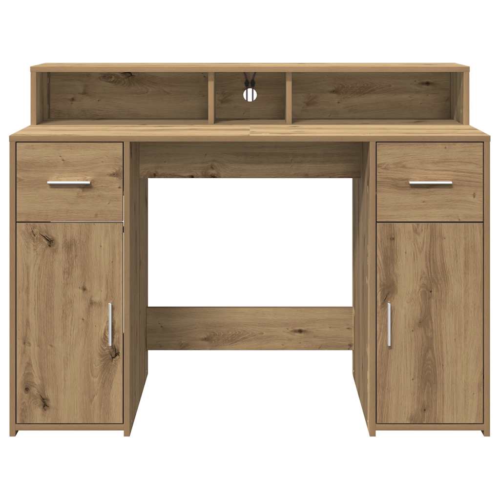 LED Desk Artisan Oak 120x55x91 cm Engineered Wood