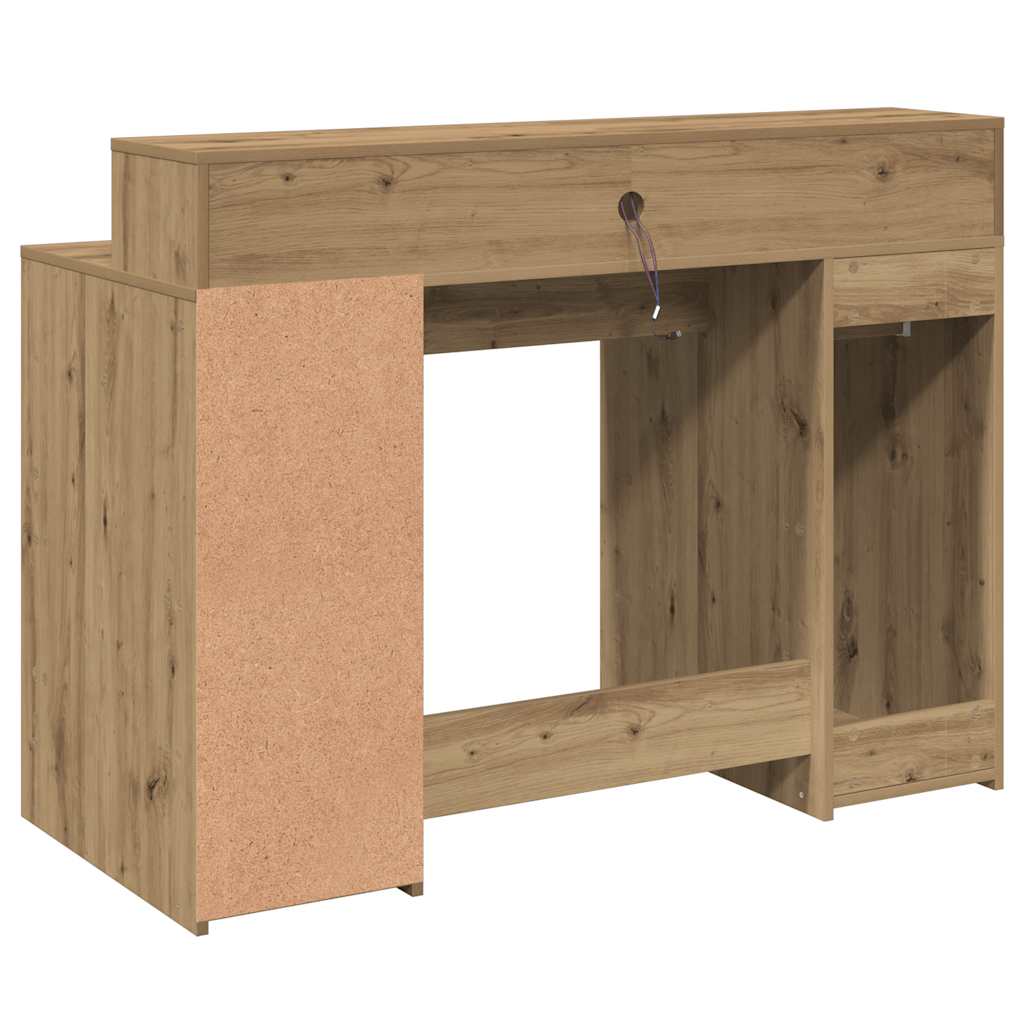 LED Desk Artisan Oak 120x55x91 cm Engineered Wood