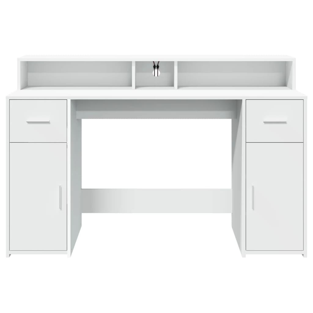 LED Desk White 140x55x91 cm Engineered Wood