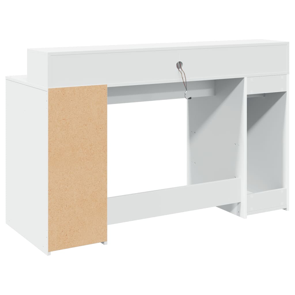 LED Desk White 140x55x91 cm Engineered Wood
