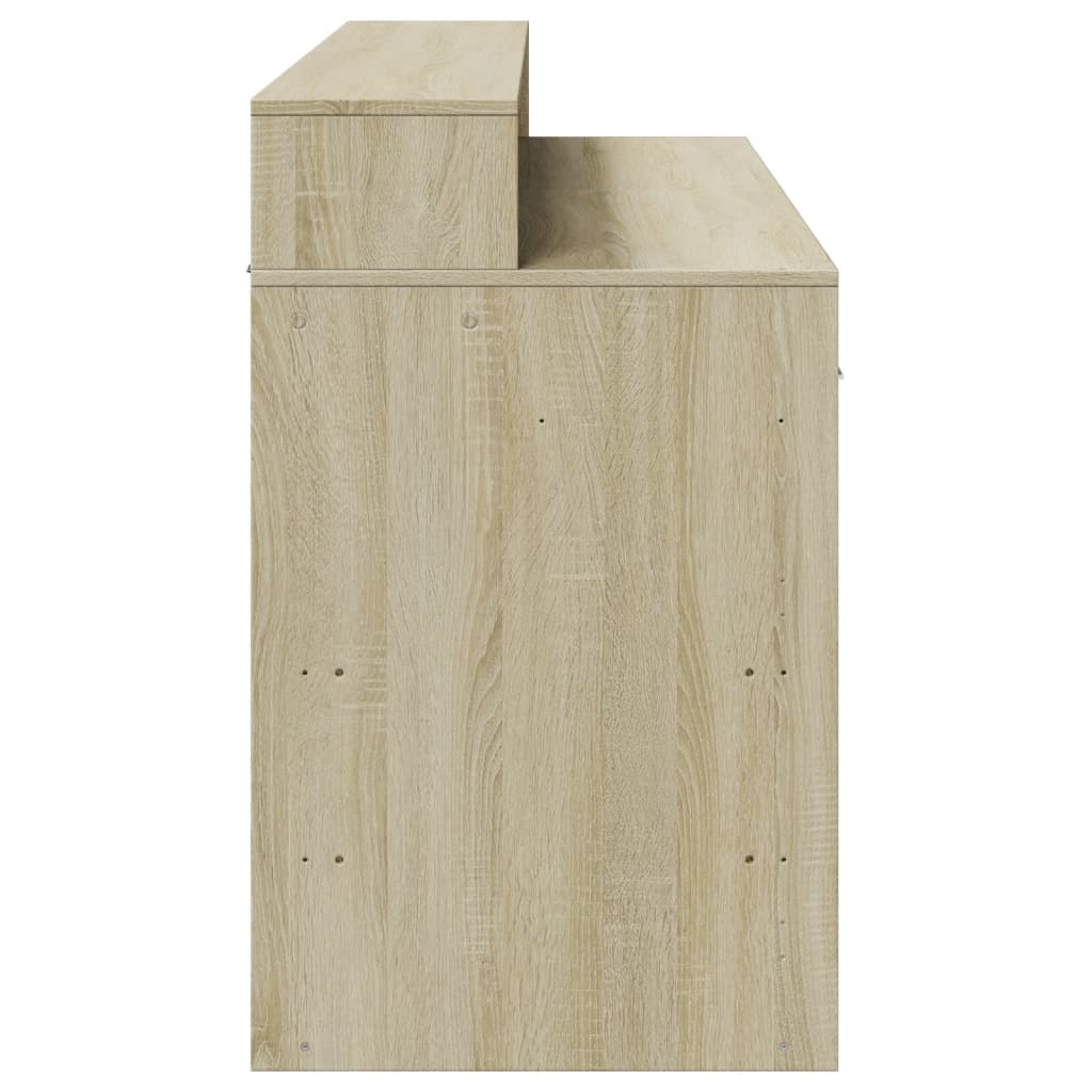 Bureau LED chêne Sonoma 140x55x91 cm bois d'ingénierie